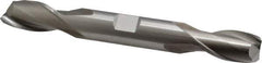 Cleveland - 5/8", 1-1/8" LOC, 5/8" Shank Diam, 5" OAL, 2 Flute, High Speed Steel Square End Mill - Double End, Uncoated, Spiral Flute, 30° Helix, Centercutting, Right Hand Cut, Right Hand Flute, Series HD-2 - Eagle Tool & Supply