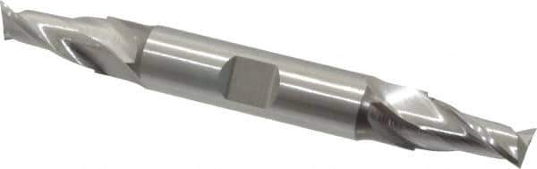 Cleveland - 13/32", 13/16" LOC, 1/2" Shank Diam, 4-1/8" OAL, 2 Flute, High Speed Steel Square End Mill - Double End, Uncoated, Spiral Flute, 30° Helix, Centercutting, Right Hand Cut, Right Hand Flute, Series HD-2 - Eagle Tool & Supply