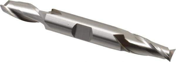Cleveland - 17/32", 1-1/8" LOC, 5/8" Shank Diam, 5" OAL, 2 Flute, High Speed Steel Square End Mill - Double End, Uncoated, Spiral Flute, 30° Helix, Centercutting, Right Hand Cut, Right Hand Flute, Series HD-2 - Eagle Tool & Supply