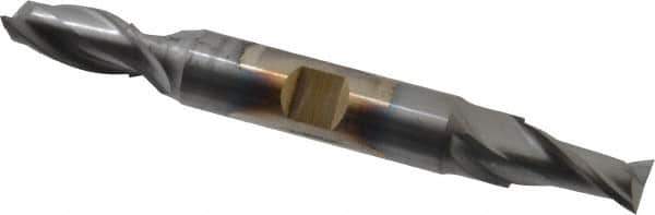 Cleveland - 13/32", 13/16" LOC, 1/2" Shank Diam, 4-1/8" OAL, 2 Flute, High Speed Steel Square End Mill - Double End, TiCN Finish, Spiral Flute, 30° Helix, Centercutting, Right Hand Cut, Right Hand Flute, Series HD-2 - Eagle Tool & Supply