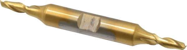 Cleveland - 11/64", 7/16" LOC, 3/8" Shank Diam, 3-1/4" OAL, 2 Flute, High Speed Steel Square End Mill - Double End, TiN Finish, Spiral Flute, 30° Helix, Centercutting, Right Hand Cut, Right Hand Flute, Series HD-2 - Eagle Tool & Supply