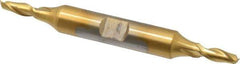 Cleveland - 11/64", 7/16" LOC, 3/8" Shank Diam, 3-1/4" OAL, 2 Flute, High Speed Steel Square End Mill - Double End, TiN Finish, Spiral Flute, 30° Helix, Centercutting, Right Hand Cut, Right Hand Flute, Series HD-2 - Eagle Tool & Supply