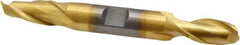Cleveland - 7/16", 13/16" LOC, 1/2" Shank Diam, 4-1/8" OAL, 2 Flute, High Speed Steel Square End Mill - Double End, TiN Finish, Spiral Flute, 30° Helix, Centercutting, Right Hand Cut, Right Hand Flute, Series HD-2 - Eagle Tool & Supply