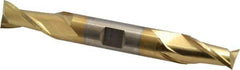 Cleveland - 1/2", 13/16" LOC, 1/2" Shank Diam, 4-1/8" OAL, 2 Flute, High Speed Steel Square End Mill - Double End, TiN Finish, Spiral Flute, 30° Helix, Centercutting, Right Hand Cut, Right Hand Flute, Series HD-2 - Eagle Tool & Supply