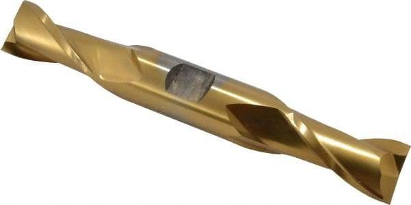 Cleveland - 3/4", 1-5/16" LOC, 3/4" Shank Diam, 5-5/8" OAL, 2 Flute, High Speed Steel Square End Mill - Double End, TiN Finish, Spiral Flute, 30° Helix, Centercutting, Right Hand Cut, Right Hand Flute, Series HD-2 - Eagle Tool & Supply