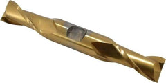 Cleveland - 3/4", 1-5/16" LOC, 3/4" Shank Diam, 5-5/8" OAL, 2 Flute, High Speed Steel Square End Mill - Double End, TiN Finish, Spiral Flute, 30° Helix, Centercutting, Right Hand Cut, Right Hand Flute, Series HD-2 - Eagle Tool & Supply