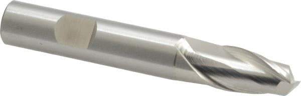 Cleveland - 31/64", 13/16" LOC, 1/2" Shank Diam, 3-1/4" OAL, 2 Flute, High Speed Steel Square End Mill - Single End, Uncoated, Spiral Flute, 30° Helix, Centercutting, Right Hand Cut, Right Hand Flute, Series HG-2 - Eagle Tool & Supply