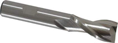 Cleveland - 5/8", 1-1/8" LOC, 1/2" Shank Diam, 3-3/8" OAL, 2 Flute, High Speed Steel Square End Mill - Single End, Uncoated, Spiral Flute, 30° Helix, Centercutting, Right Hand Cut, Right Hand Flute, Series HG-2 - Eagle Tool & Supply