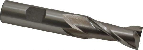 Cleveland - 5/8", 1-5/16" LOC, 5/8" Shank Diam, 3-3/4" OAL, 2 Flute, High Speed Steel Square End Mill - Single End, Uncoated, Spiral Flute, 30° Helix, Centercutting, Right Hand Cut, Right Hand Flute, Series HG-2 - Eagle Tool & Supply