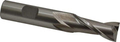 Cleveland - 5/8", 1-5/16" LOC, 5/8" Shank Diam, 3-3/4" OAL, 2 Flute, High Speed Steel Square End Mill - Single End, Uncoated, Spiral Flute, 30° Helix, Centercutting, Right Hand Cut, Right Hand Flute, Series HG-2 - Eagle Tool & Supply