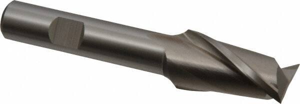 Cleveland - 3/4", 1-5/16" LOC, 1/2" Shank Diam, 3-5/8" OAL, 2 Flute, High Speed Steel Square End Mill - Single End, Uncoated, Spiral Flute, 30° Helix, Centercutting, Right Hand Cut, Right Hand Flute, Series HG-2 - Eagle Tool & Supply