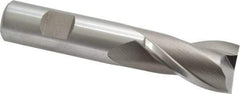 Cleveland - 7/8", 1-1/2" LOC, 3/4" Shank Diam, 4-1/8" OAL, 2 Flute, High Speed Steel Square End Mill - Single End, Uncoated, Spiral Flute, 30° Helix, Centercutting, Right Hand Cut, Right Hand Flute, Series HG-2 - Eagle Tool & Supply