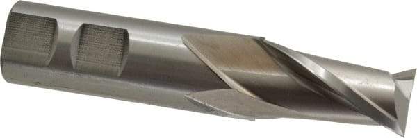 Cleveland - 7/8", 1-1/2" LOC, 7/8" Shank Diam, 4-1/8" OAL, 2 Flute, High Speed Steel Square End Mill - Single End, Uncoated, Spiral Flute, 30° Helix, Centercutting, Right Hand Cut, Right Hand Flute, Series HG-2 - Eagle Tool & Supply