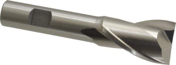 Cleveland - 1", 1-1/2" LOC, 5/8" Shank Diam, 4" OAL, 2 Flute, High Speed Steel Square End Mill - Single End, Uncoated, Spiral Flute, 30° Helix, Centercutting, Right Hand Cut, Right Hand Flute, Series HG-2 - Eagle Tool & Supply