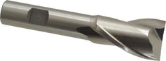 Cleveland - 1", 1-1/2" LOC, 5/8" Shank Diam, 4" OAL, 2 Flute, High Speed Steel Square End Mill - Single End, Uncoated, Spiral Flute, 30° Helix, Centercutting, Right Hand Cut, Right Hand Flute, Series HG-2 - Eagle Tool & Supply