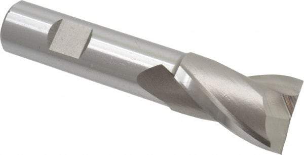 Cleveland - 1", 1-1/2" LOC, 3/4" Shank Diam, 4-1/8" OAL, 2 Flute, High Speed Steel Square End Mill - Single End, Uncoated, Spiral Flute, 30° Helix, Centercutting, Right Hand Cut, Right Hand Flute, Series HG-2 - Eagle Tool & Supply