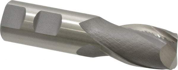 Cleveland - 1", 1-5/8" LOC, 1" Shank Diam, 4-1/2" OAL, 2 Flute, High Speed Steel Square End Mill - Single End, Uncoated, Spiral Flute, 30° Helix, Centercutting, Right Hand Cut, Right Hand Flute, Series HG-2 - Eagle Tool & Supply