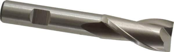 Cleveland - 11/16", 1-5/16" LOC, 1/2" Shank Diam, 3-5/8" OAL, 2 Flute, High Speed Steel Square End Mill - Single End, Uncoated, Spiral Flute, 30° Helix, Centercutting, Right Hand Cut, Right Hand Flute, Series HG-2 - Eagle Tool & Supply