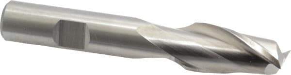 Cleveland - 19/32", 1-1/8" LOC, 1/2" Shank Diam, 3-3/8" OAL, 2 Flute, High Speed Steel Square End Mill - Single End, Uncoated, Spiral Flute, 30° Helix, Centercutting, Right Hand Cut, Right Hand Flute, Series HG-2 - Eagle Tool & Supply