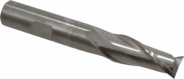 Cleveland - 33/64", 1-1/8" LOC, 1/2" Shank Diam, 3-3/8" OAL, 2 Flute, High Speed Steel Square End Mill - Single End, Uncoated, Spiral Flute, 30° Helix, Centercutting, Right Hand Cut, Right Hand Flute, Series HG-2 - Eagle Tool & Supply