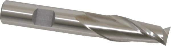 Cleveland - 35/64", 1-1/8" LOC, 1/2" Shank Diam, 3-3/8" OAL, 2 Flute, High Speed Steel Square End Mill - Single End, Uncoated, Spiral Flute, 30° Helix, Centercutting, Right Hand Cut, Right Hand Flute, Series HG-2 - Eagle Tool & Supply