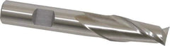 Cleveland - 35/64", 1-1/8" LOC, 1/2" Shank Diam, 3-3/8" OAL, 2 Flute, High Speed Steel Square End Mill - Single End, Uncoated, Spiral Flute, 30° Helix, Centercutting, Right Hand Cut, Right Hand Flute, Series HG-2 - Eagle Tool & Supply