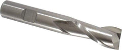 Cleveland - 37/64", 1-1/8" LOC, 1/2" Shank Diam, 3-3/8" OAL, 2 Flute, High Speed Steel Square End Mill - Single End, Uncoated, Spiral Flute, 30° Helix, Centercutting, Right Hand Cut, Right Hand Flute, Series HG-2 - Eagle Tool & Supply