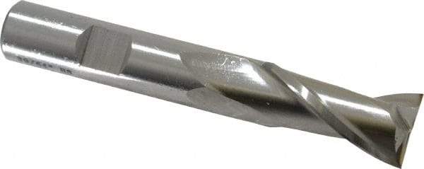 Cleveland - 39/64", 1-1/8" LOC, 1/2" Shank Diam, 3-3/8" OAL, 2 Flute, High Speed Steel Square End Mill - Single End, Uncoated, Spiral Flute, 30° Helix, Centercutting, Right Hand Cut, Right Hand Flute, Series HG-2 - Eagle Tool & Supply