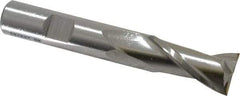 Cleveland - 39/64", 1-1/8" LOC, 1/2" Shank Diam, 3-3/8" OAL, 2 Flute, High Speed Steel Square End Mill - Single End, Uncoated, Spiral Flute, 30° Helix, Centercutting, Right Hand Cut, Right Hand Flute, Series HG-2 - Eagle Tool & Supply