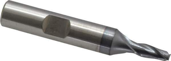 Cleveland - 3/16", 7/16" LOC, 3/8" Shank Diam, 2-3/8" OAL, 2 Flute, High Speed Steel Square End Mill - Single End, TiCN Finish, Spiral Flute, 30° Helix, Centercutting, Right Hand Cut, Right Hand Flute, Series HG-2 - Eagle Tool & Supply