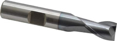 Cleveland - 3/8", 9/16" LOC, 3/8" Shank Diam, 2-1/2" OAL, 2 Flute, High Speed Steel Square End Mill - Single End, TiCN Finish, Spiral Flute, 30° Helix, Centercutting, Right Hand Cut, Right Hand Flute, Series HG-2 - Eagle Tool & Supply