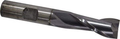 Cleveland - 9/16", 1-1/8" LOC, 1/2" Shank Diam, 3-3/8" OAL, 2 Flute, High Speed Steel Square End Mill - Single End, TiCN Finish, Spiral Flute, 30° Helix, Centercutting, Right Hand Cut, Right Hand Flute, Series HG-2 - Eagle Tool & Supply