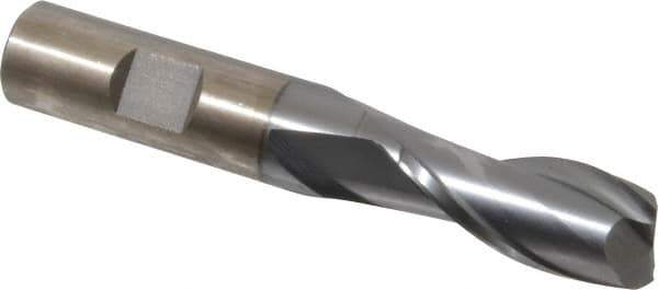 Cleveland - 5/8", 1-5/16" LOC, 5/8" Shank Diam, 3-1/4" OAL, 2 Flute, High Speed Steel Square End Mill - Single End, TiCN Finish, Spiral Flute, 30° Helix, Centercutting, Right Hand Cut, Right Hand Flute, Series HG-2 - Eagle Tool & Supply