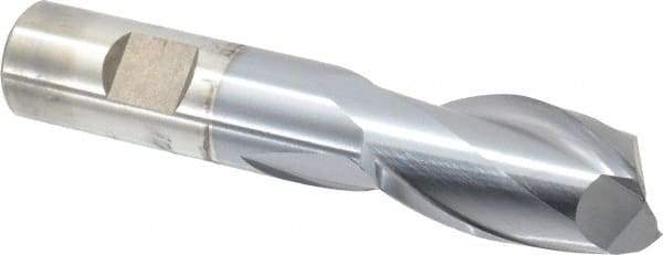 Cleveland - 7/8", 1-1/2" LOC, 3/4" Shank Diam, 4-1/8" OAL, 2 Flute, High Speed Steel Square End Mill - Single End, TiCN Finish, Spiral Flute, 30° Helix, Centercutting, Right Hand Cut, Right Hand Flute, Series HG-2 - Eagle Tool & Supply