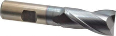 Cleveland - 13/16", 1-1/2" LOC, 5/8" Shank Diam, 4" OAL, 2 Flute, High Speed Steel Square End Mill - Single End, TiCN Finish, Spiral Flute, 30° Helix, Centercutting, Right Hand Cut, Right Hand Flute, Series HG-2 - Eagle Tool & Supply