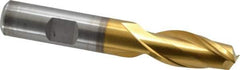 Cleveland - 1/2", 1" LOC, 1/2" Shank Diam, 3-1/4" OAL, 2 Flute, High Speed Steel Square End Mill - Single End, TiN Finish, Spiral Flute, 30° Helix, Centercutting, Right Hand Cut, Right Hand Flute, Series HG-2 - Eagle Tool & Supply