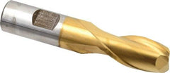 Cleveland - 3/4", 1-5/16" LOC, 3/4" Shank Diam, 3-7/8" OAL, 2 Flute, High Speed Steel Square End Mill - Single End, TiN Finish, Spiral Flute, 30° Helix, Centercutting, Right Hand Cut, Right Hand Flute, Series HG-2 - Eagle Tool & Supply