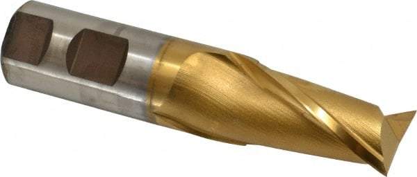 Cleveland - 1", 1-5/8" LOC, 1" Shank Diam, 4-1/2" OAL, 2 Flute, High Speed Steel Square End Mill - Single End, TiN Finish, Spiral Flute, 30° Helix, Centercutting, Right Hand Cut, Right Hand Flute, Series HG-2 - Eagle Tool & Supply