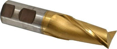 Cleveland - 1", 1-5/8" LOC, 1" Shank Diam, 4-1/2" OAL, 2 Flute, High Speed Steel Square End Mill - Single End, TiN Finish, Spiral Flute, 30° Helix, Centercutting, Right Hand Cut, Right Hand Flute, Series HG-2 - Eagle Tool & Supply