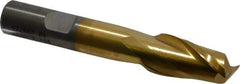 Cleveland - 37/64", 1-1/8" LOC, 1/2" Shank Diam, 3-3/8" OAL, 2 Flute, High Speed Steel Square End Mill - Single End, TiN Finish, Spiral Flute, 30° Helix, Centercutting, Right Hand Cut, Right Hand Flute, Series HG-2 - Eagle Tool & Supply