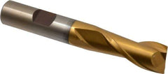 Cleveland - 9/16" Diam, 1-1/4" LOC, 2 Flute High Speed Steel Keyway End Mill - Spiral Flute, TiN Finish, 1/2" Shank Diam, 3-3/8" OAL, 30° Helix, Centercutting - Eagle Tool & Supply
