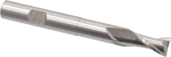 Cleveland - 3/8", 3/4" LOC, 3/8" Shank Diam, 3-5/16" OAL, 2 Flute, High Speed Steel Square End Mill - Single End, Uncoated, Spiral Flute, 30° Helix, Centercutting, Right Hand Cut, Right Hand Flute, Series HGN-2 - Eagle Tool & Supply