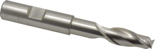 Cleveland - 7/16", 1" LOC, 1/2" Shank Diam, 3-3/4" OAL, 2 Flute, High Speed Steel Square End Mill - Single End, Uncoated, Spiral Flute, 30° Helix, Centercutting, Right Hand Cut, Right Hand Flute, Series HGN-2 - Eagle Tool & Supply