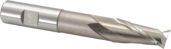 Cleveland - 3/4", 1-5/8" LOC, 3/4" Shank Diam, 5-1/4" OAL, 2 Flute, High Speed Steel Square End Mill - Single End, Uncoated, Spiral Flute, 30° Helix, Centercutting, Right Hand Cut, Right Hand Flute, Series HGN-2 - Eagle Tool & Supply