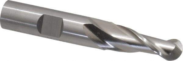 Cleveland - 7/16" Diam, 1" LOC, 2 Flute High Speed Steel Ball End Mill - Uncoated, Single End, 3-1/4" OAL, 1/2" Shank Diam, Spiral Flute - Eagle Tool & Supply