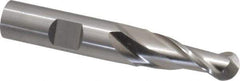 Cleveland - 7/16" Diam, 1" LOC, 2 Flute High Speed Steel Ball End Mill - Uncoated, Single End, 3-1/4" OAL, 1/2" Shank Diam, Spiral Flute - Eagle Tool & Supply