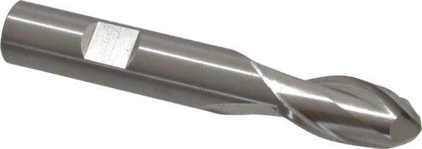 Cleveland - 1/2" Diam, 1" LOC, 2 Flute High Speed Steel Ball End Mill - Uncoated, Single End, 3-1/4" OAL, 1/2" Shank Diam, Spiral Flute - Eagle Tool & Supply