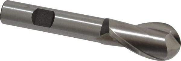 Cleveland - 3/4" Diam, 1-5/16" LOC, 2 Flute High Speed Steel Ball End Mill - Uncoated, Single End, 3-5/8" OAL, 1/2" Shank Diam, Spiral Flute - Eagle Tool & Supply