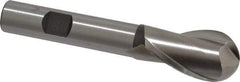 Cleveland - 3/4" Diam, 1-5/16" LOC, 2 Flute High Speed Steel Ball End Mill - Uncoated, Single End, 3-5/8" OAL, 1/2" Shank Diam, Spiral Flute - Eagle Tool & Supply