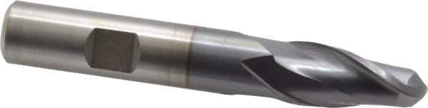 Cleveland - 1/2" Diam, 1" LOC, 2 Flute High Speed Steel Ball End Mill - TiCN Finish, Single End, 3-1/4" OAL, 1/2" Shank Diam, Spiral Flute - Eagle Tool & Supply